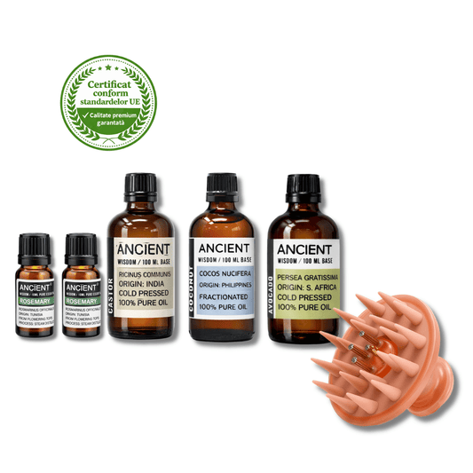 Pachet Super Promo - Perie + Ulei Rozmarin + Ricin + Cocos + Avocado