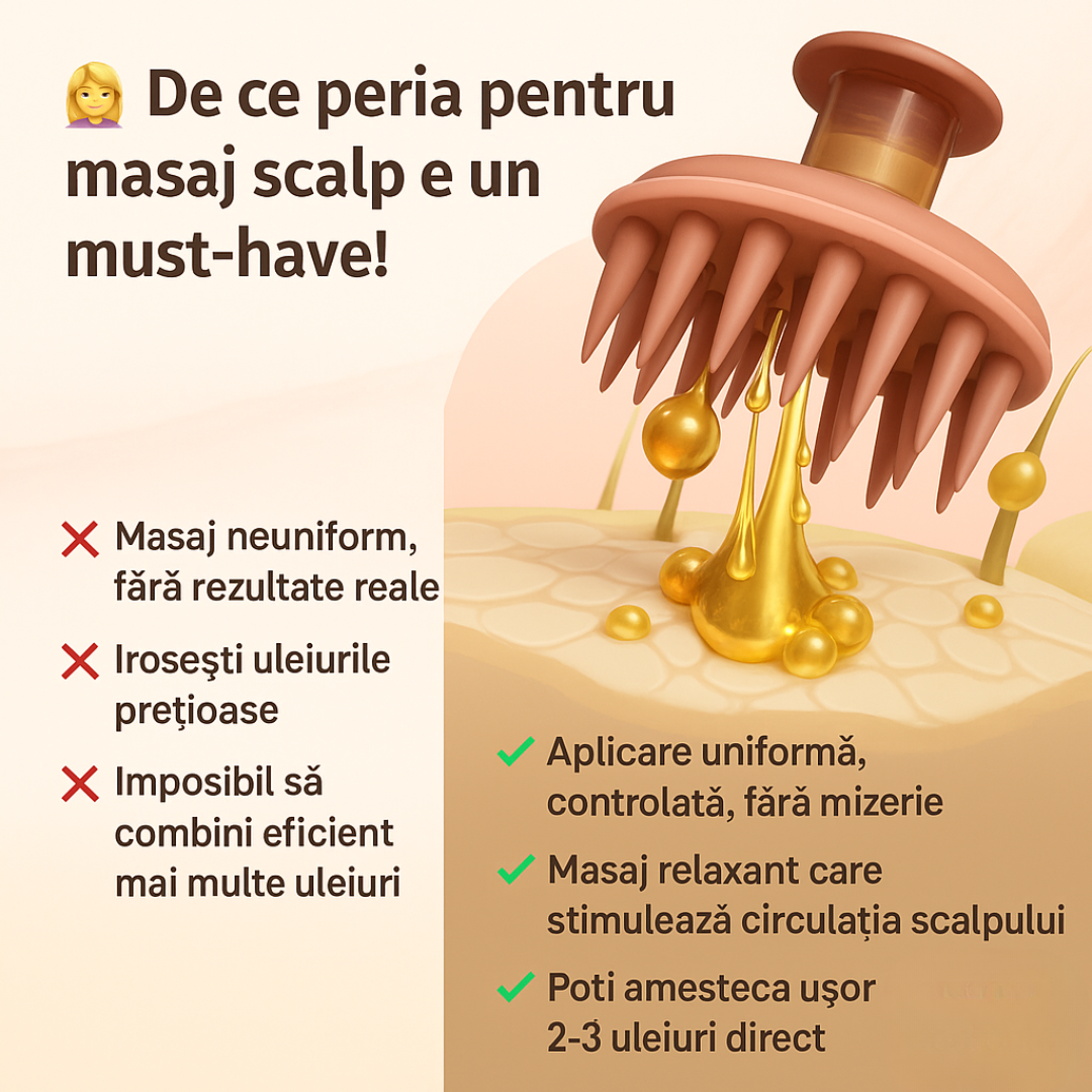 Perie pentru Masaj Scalp cu Aplicator de Ulei
