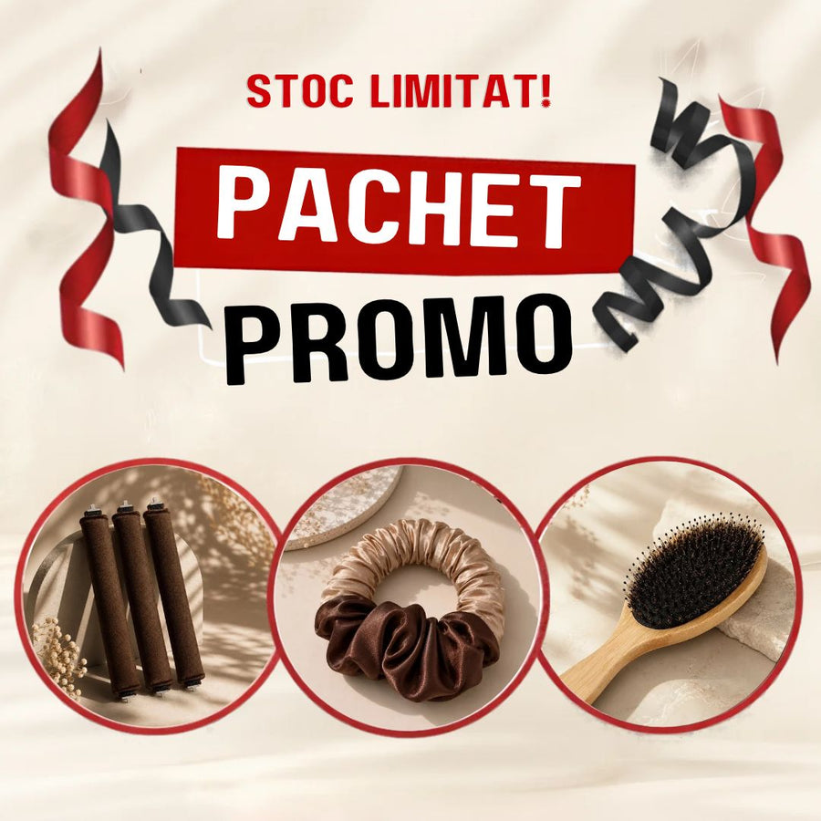 Pachet Promo – Set 3 Ondulatoare + Scrunchie + Perie din bambus