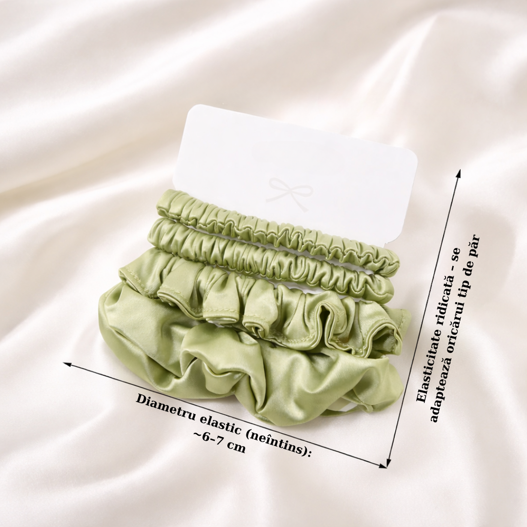 Set 4 Elastice de Păr Tip Scrunchie – Colecție Premium