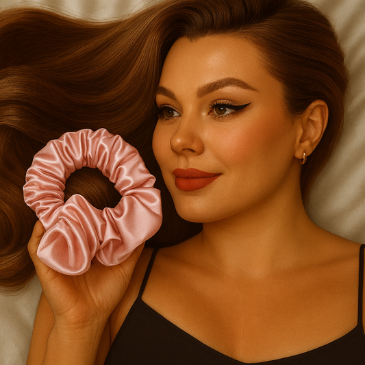 Scrunchie din satin cu dublă functie de ondulare