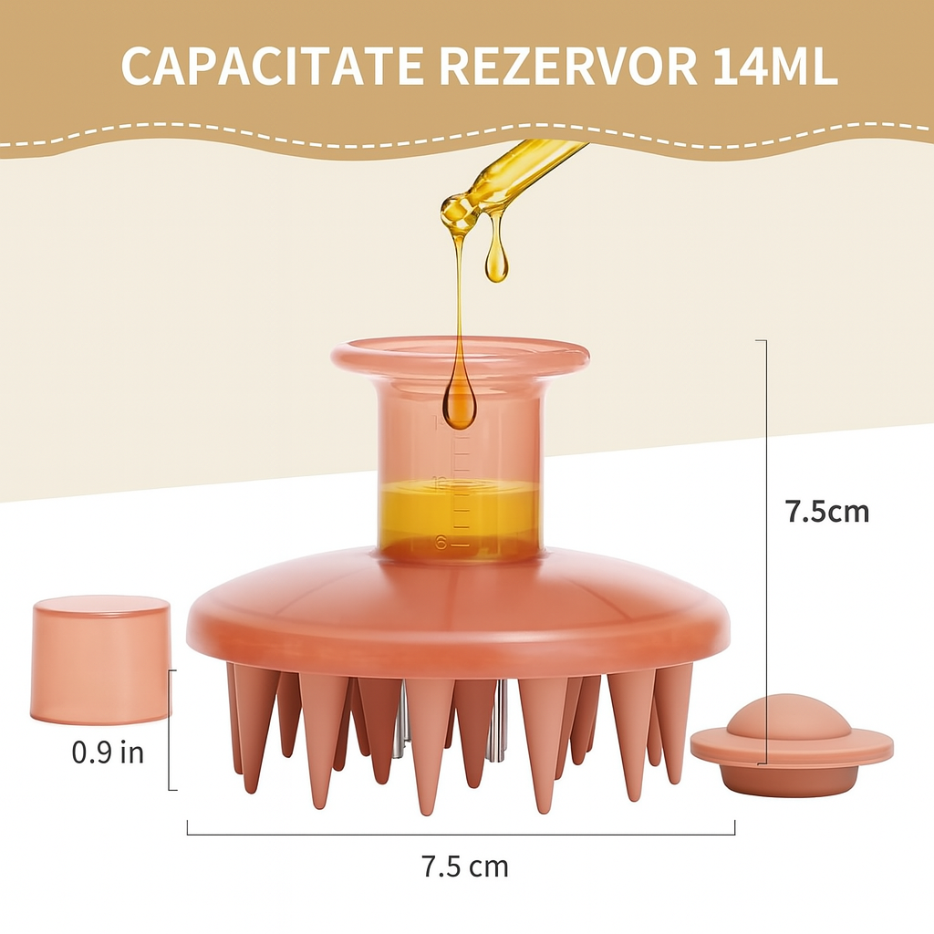 Perie pentru Masaj Scalp cu Aplicator de Ulei