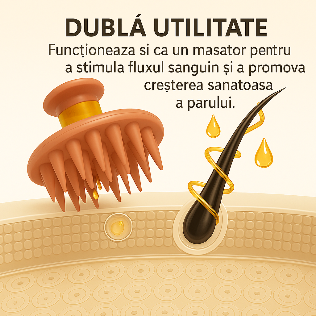Perie pentru Masaj Scalp cu Aplicator de Ulei