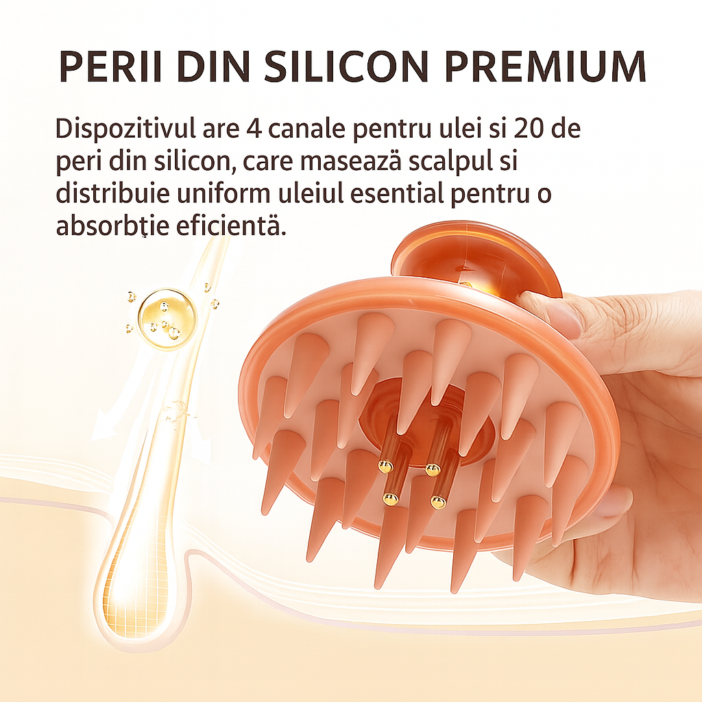 Perie pentru Masaj Scalp cu Aplicator de Ulei