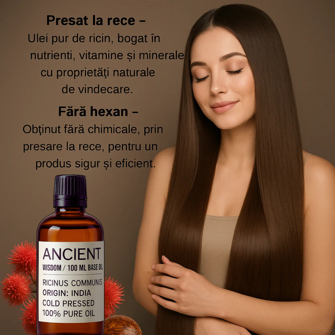 Ulei de Ricin 100% Presat la rece 100ML + Pipetă CADOU