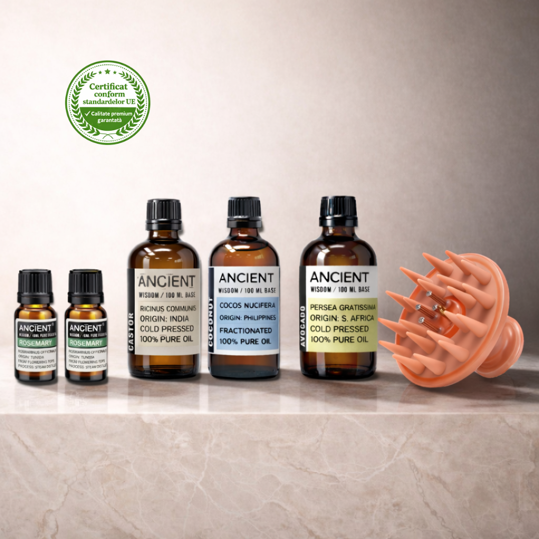 Pachet Super Promo -  Perie + Ulei Rozmarin + Ricin + Cocos + Avocado