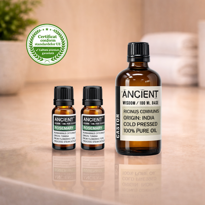 Pachet Promo Restock- Set 2 sticlute ulei Rozmarin + Ulei Ricin