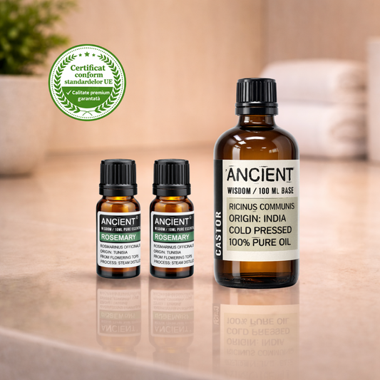 Pachet Promo Restock- Set 2 sticlute ulei Rozmarin + Ulei Ricin
