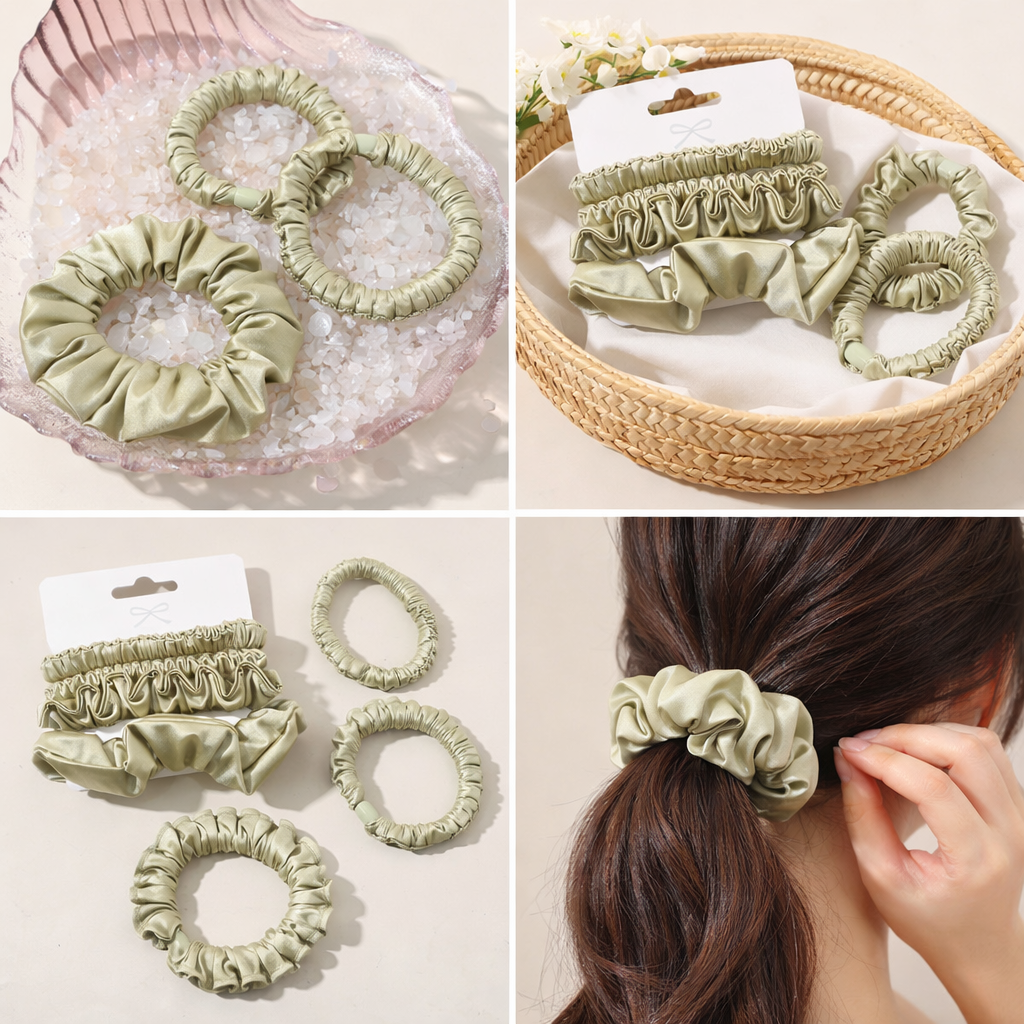 Set 4 Elastice de Păr Tip Scrunchie – Colecție Premium