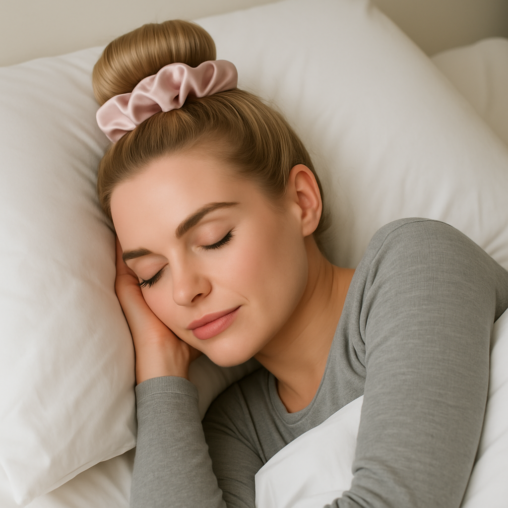 Scrunchie din satin cu dublă functie de ondulare