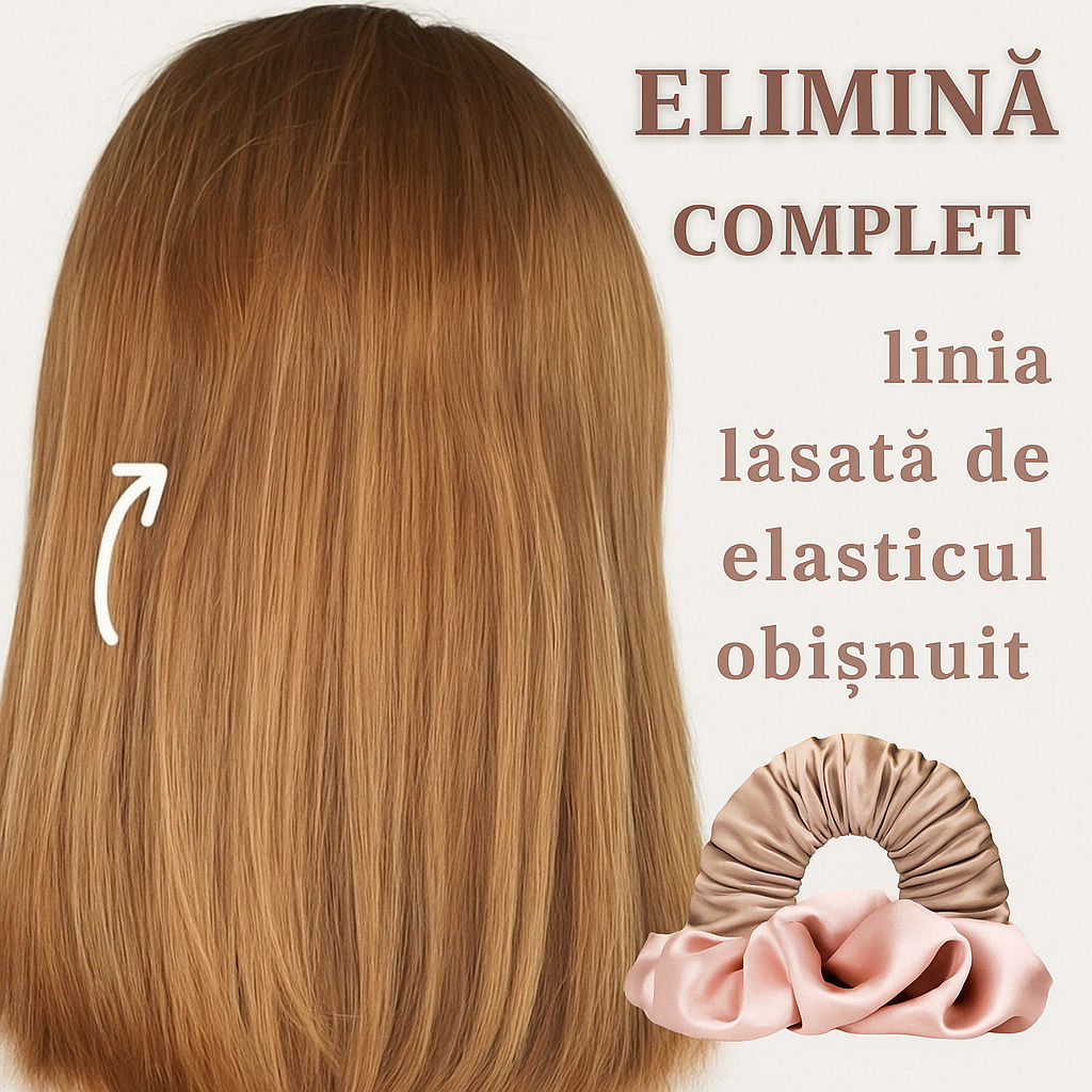 Scrunchie din satin cu dublă functie de ondulare