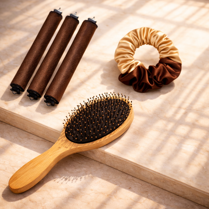 Pachet Promo – Set 3 Ondulatoare + Scrunchie + Perie din bambus