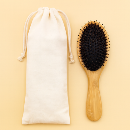 Perie de par din bambus cu peri de mistret