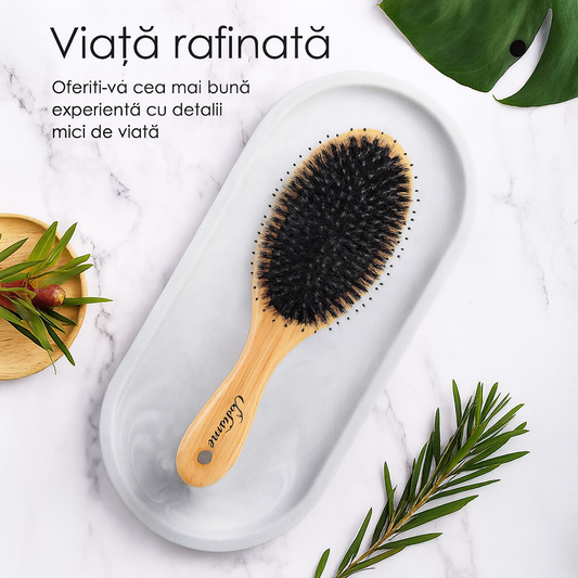 Perie de par din bambus cu peri de mistret