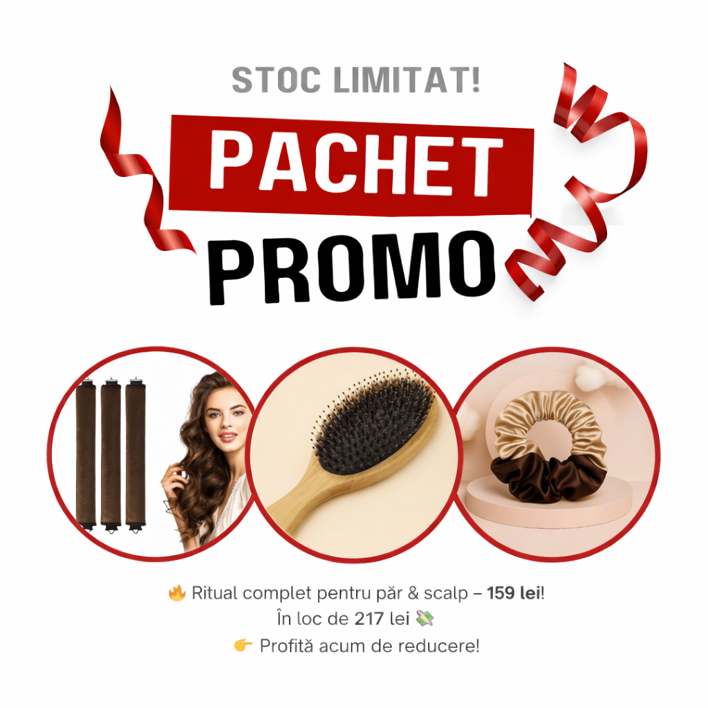 Pachet Promo – Set 3 Ondulatoare + Scrunchie + Perie din bambus