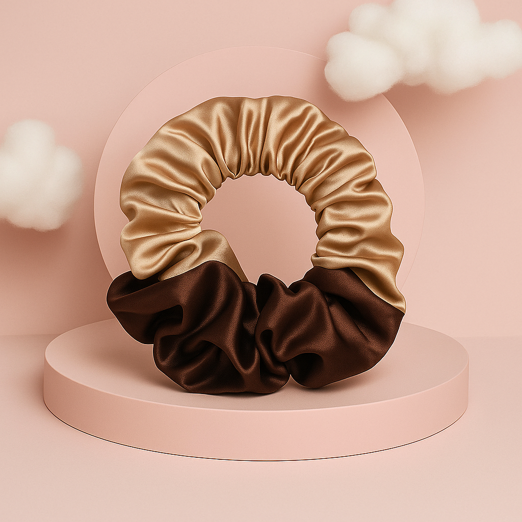 Scrunchie din satin cu dublă functie de ondulare