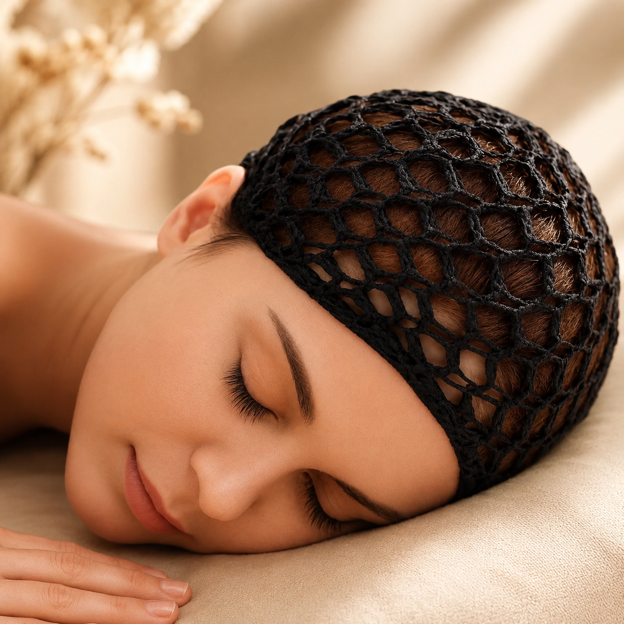 Plasă de Păr pentru Somn – Păr Drept și Mătăsos
