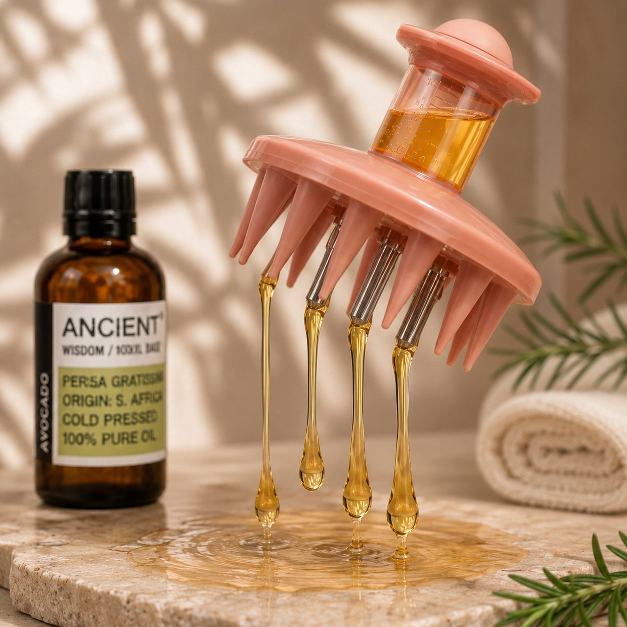 Perie pentru Masaj Scalp cu Aplicator de Ulei