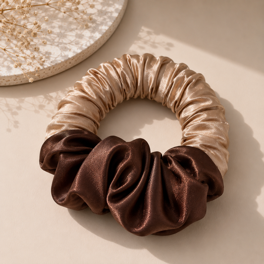 Scrunchie din satin cu dublă functie de ondulare