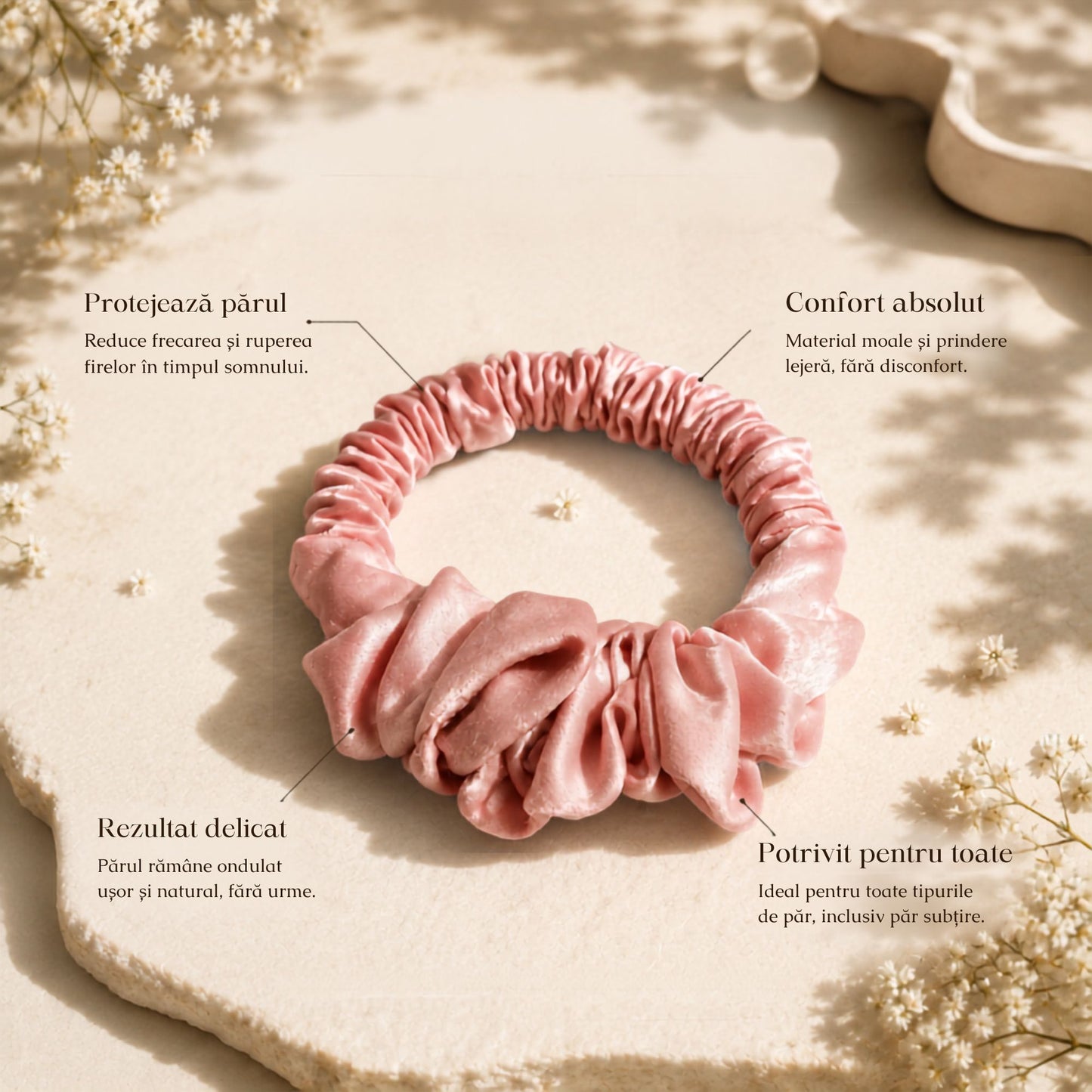 Mini Scrunchie Satinat cu dublă functie de ondulare