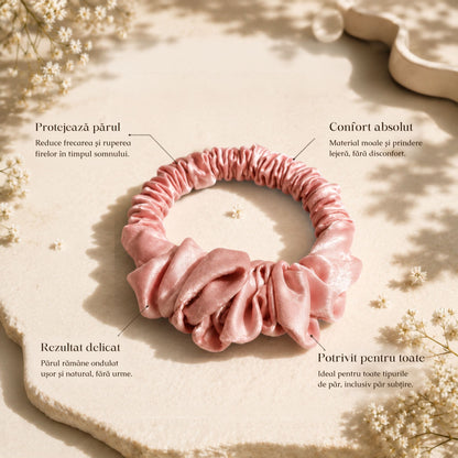 Mini Scrunchie Satinat cu dublă functie de ondulare