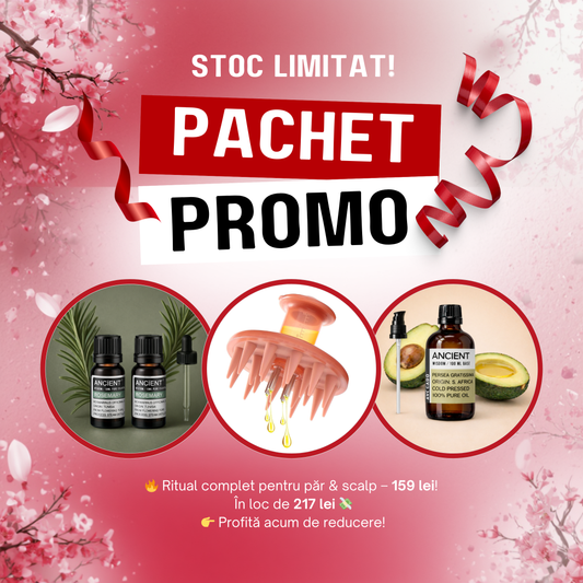 Pachet Promo Ritual Păr & Scalp – Perie + Ulei de Avocado + Ulei Rozmarin