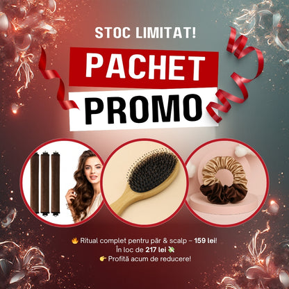 Pachet Promo – Set 3 Ondulatoare + Scrunchie + Perie din bambus