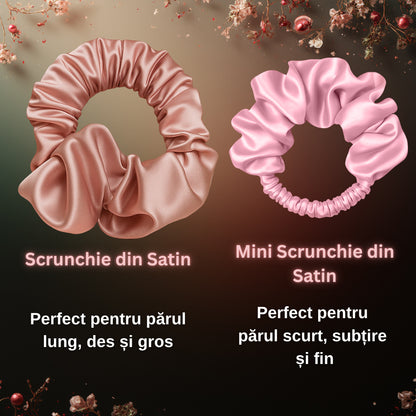 Mini Scrunchie Satinat cu dublă functie de ondulare