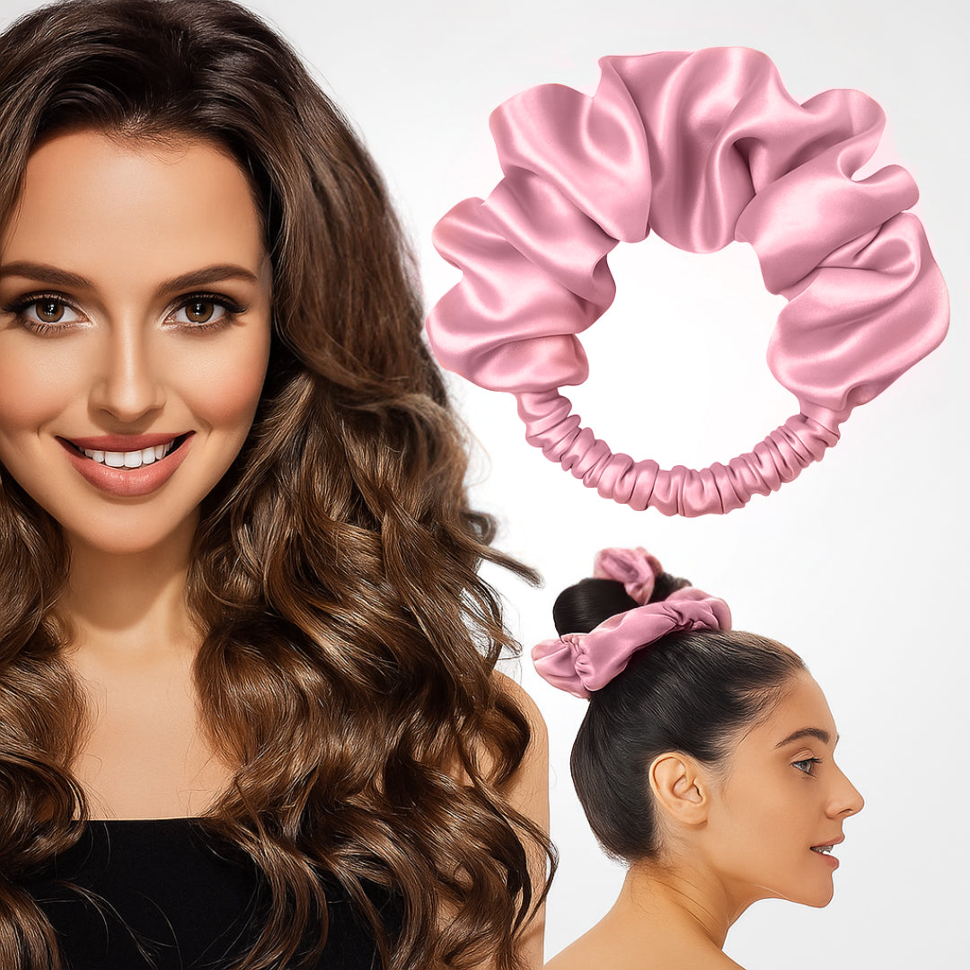 Mini Scrunchie Satinat cu dublă functie de ondulare