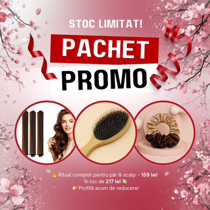 Pachet Promo – Set 3 Ondulatoare + Scrunchie + Perie din bambus