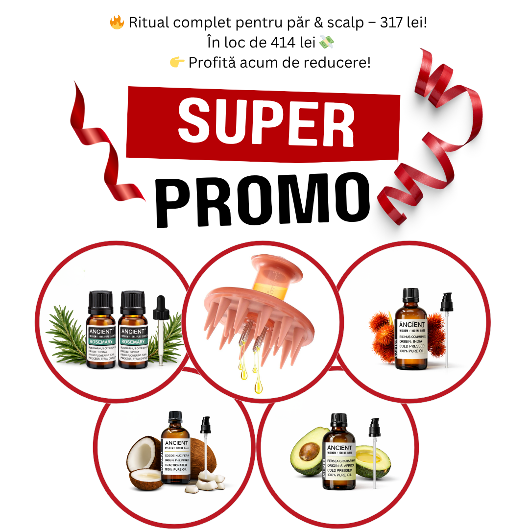 Pachet Super Promo -  Perie + Ulei Rozmarin + Ricin + Cocos + Avocado